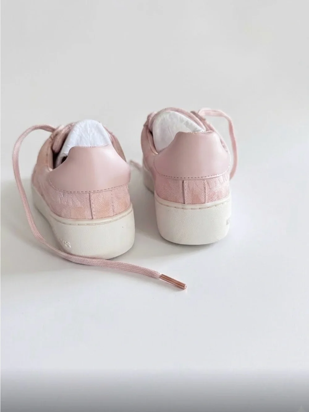 Michael Kors Poppy Embroidered Logo Jacquard Platform Sneakers - Pink Size 6.5